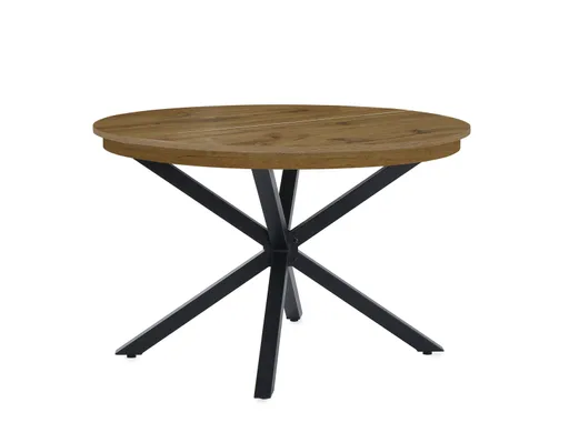 Esstisch - ausziehbar, Ø/H ca. 120x77 cm, Wildeiche Nachbildung, Schwarz