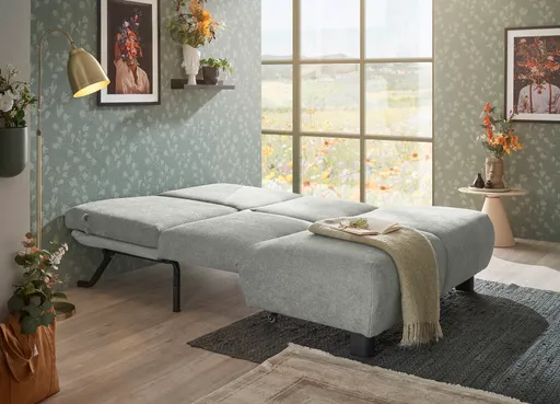  Faltsofa EBBY - 2-Sitzer ohne Armlehne, 140 cm inkl. Schlaffunktion/Relaxfunktion, Stoff, Grau