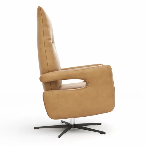 Relaxsessel Lucero 2.0 -  Kopfteil/Fußteil/Rückenlehne verstellbar, Leder, Cognac