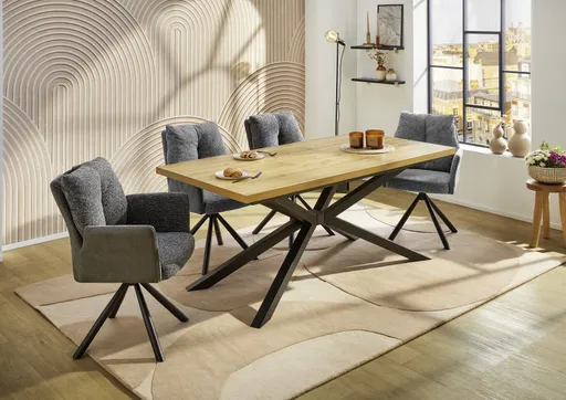 Armlehnstuhl - drehbar, Webstoff, Grau, Microfaser, Vintage grau