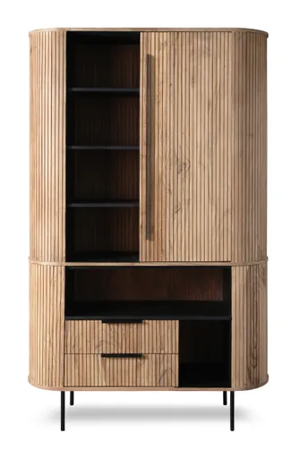 Highboard - mit Beleuchtung, B ca. 118 cm, Akazie massiv
