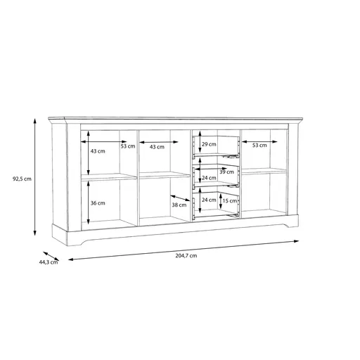 Sideboard FALLA - Weiß, Eiche Dekor