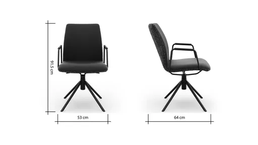 Armlehnstuhl Sedana - drehbar, Stoff, Dunkelgrau