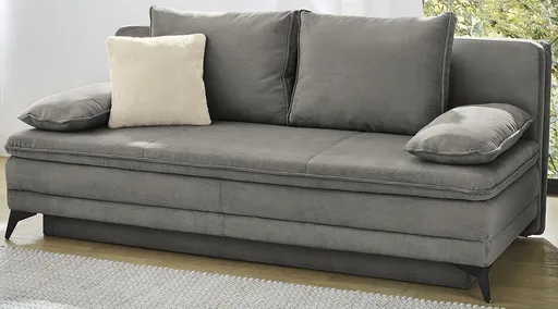 Schlafsofa - 2-Sitzer inkl. Schlaffunktion mit Bettkasten, Stoff, Grau 