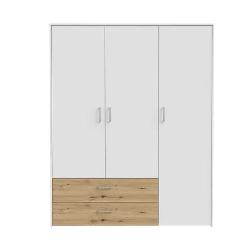 Drehtürenschrank FILIPO- B ca. 153 cm, Weiß, Eiche Dekor