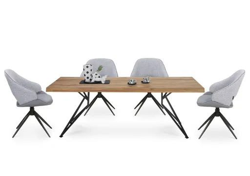 Stuhl MERIEM - drehbar, Stoff, Grau