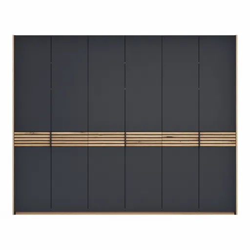 Drehtürenschrank Viana - B ca. 303cm, Lack, Anthrazit