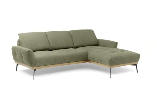Ecksofa EDDIE - 2-Sitzer, Ecke rechts inkl. Rückenverstellungen, Stoff, Graugrün