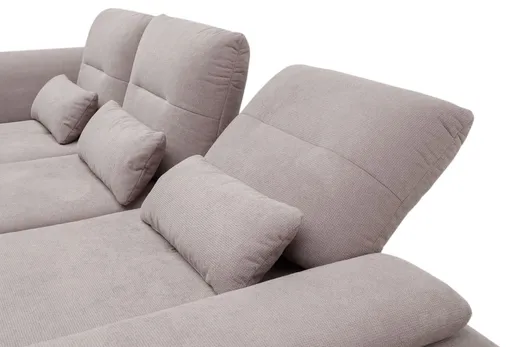Ecksofa Payton - 2-Sitzer-Longchair rechts, Rückenlehne/Armlehne verstellbar, Relaxfunktion (manuell), Flachgewebe, Graublau