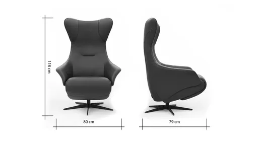 Relaxseessel Follina - Relaxfunktion (motorisch), Leder, Stoff, Cognac