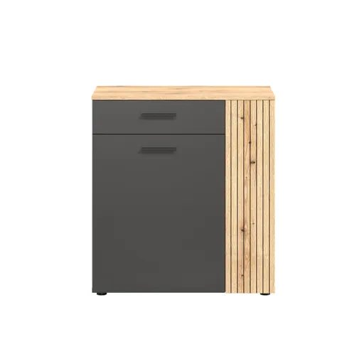 Kommode - B ca. 80 cm,  Anthrazit, Eiche Coast Evoke Nachbildung