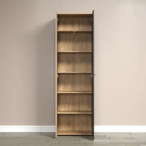 Garderobenschrank - B ca. 60 cm, Anthrazit, Eiche Coast Evoke Nachbildung