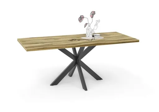Esstisch - LB ca. 200x100 cm, Plankeneiche, Schwarz