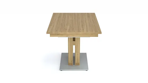 Esstisch Faro Plus - LB ca. 180x90 cm, Tisch verlängerbar (Klappeinlage einseitig), Wildeiche massiv, Bianco
