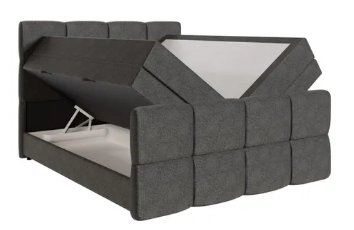 Boxspringbett SANDRIN R- Liegefläche ca. 160x200 cm, Stoff, Grau, inkl. Stauraum und Fußteil