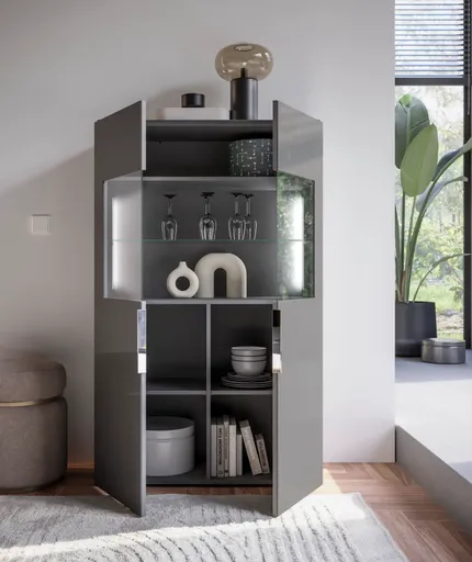 Vitrine- inkl. LED-Beleuchtung, Anthrazit