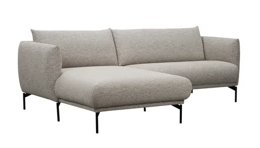 Ecksofa Joana - Longchair links mit 2-Sitzer, Stoff, Beige