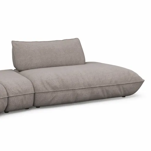 Trapezsofa Fluffy - 2-Sitzer mit Trapezelement und Abschlussteil inkl. Rückenlehne verstellbar, Stoff, Taupe