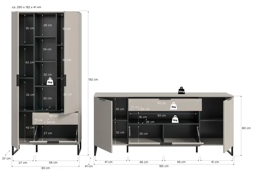 Wohnwand - Kaschmir, Schwarz