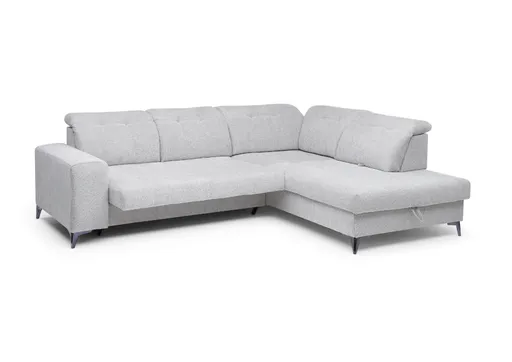 Ecksofa -2-Sitzer mit Ecke rechts, Kopfteil verstellbar, Sitztiefe verstellbar motorisch, Stoff, Hellgrau