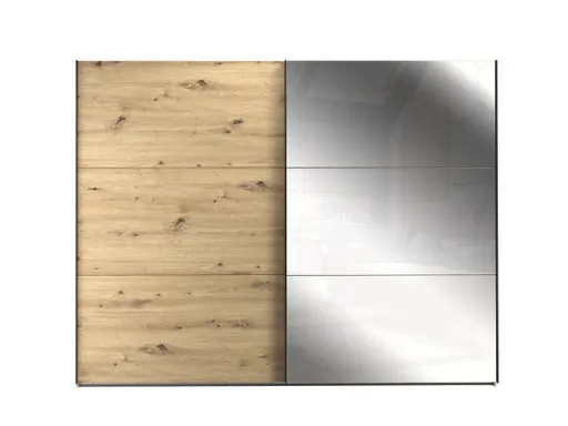 Schwebetürenschrank FARIDA - mit Passpartout, Beleuchtung, B. ca. 280 cm, Eiche Dekor