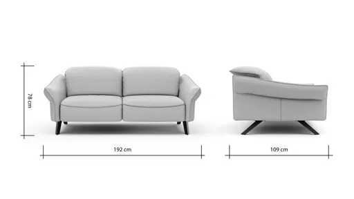 Sofa Bormio - 2,5-Sitzer inklusive Kopfteilverstellung, Leder, Asche