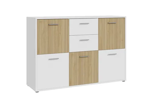 Kommode FABIENNE- Weiß, Eiche Dekor