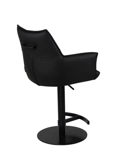 Barhocker MELE - drehbar, höhenverstellbar, Leder, Schwarz