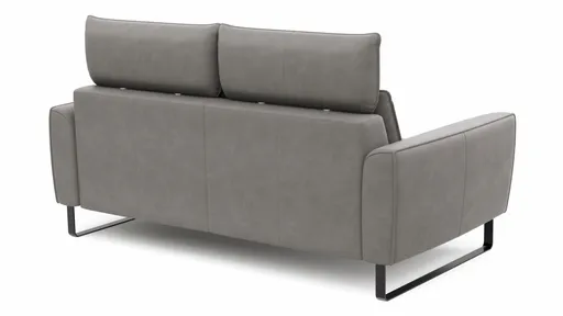 Sofa Avela - 2-Sitzer inkl. Kopfteil verstellbar, Leder, Steingrau