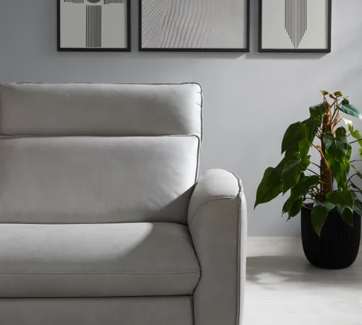 Sofa Avela - 3-Sitzer inkl. Relaxfunktion und Kopfteil verstellbar motorisch, Leder, Steingrau