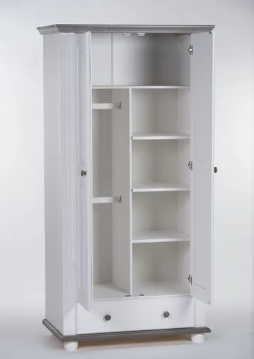 Kleiderschrank - B ca. 96 cm, Weiß, Lava