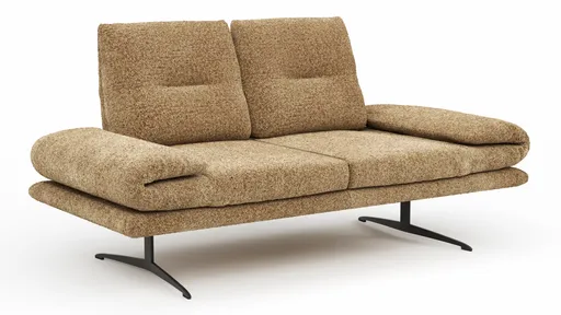 Sofa Lucero 2.0 - 2-Sitzer klein inkl. Rückenlehne, Stoff, Cognac