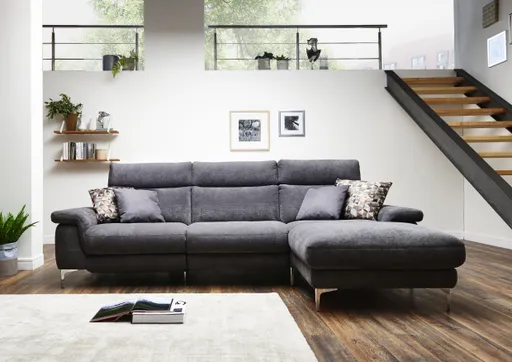 Sofa - 2-Sitzer mit Longchair rechts, Stoff, Grau