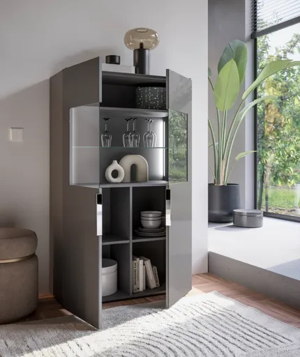 Vitrine- inkl. LED-Beleuchtung, Anthrazit