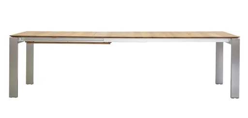 Esstisch 3400 - LB ca. 180x100 cm, ausziehbar, Asteiche massiv, 4-Fuss, Edelstahl