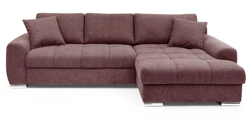Polsterecke NANJA - 2-Sitzer, Ecke rechts inkl. Schlaffunktion mit Bettkasten, Stoff Burgund