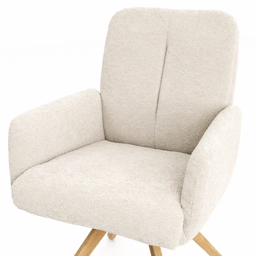 Armlehnstuhl Evania - Dreh und Relax-Funktion, niedriger Rücken, Stoff, Creme