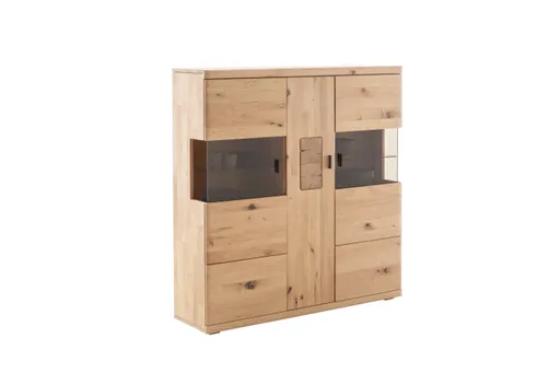 Highboard - mit Hirnholz Applikation, Balkeneiche, massiv