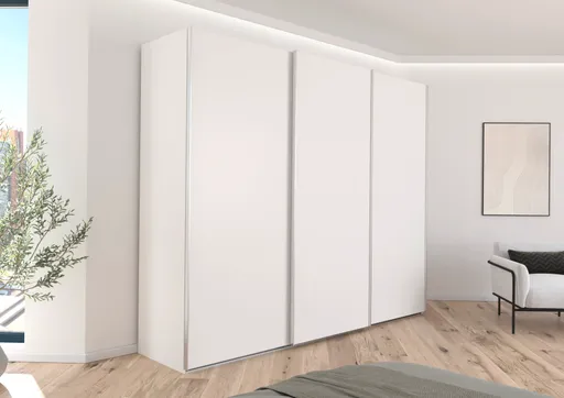 Schwebetürenschrank - B. ca. 271 cm, Dekor, Alpinweiß