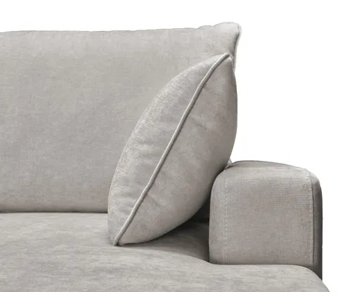 Ecksofa - 2-Sitzer mit Longchair rechts, Schlaffunktion mit Bettkasten, Stoff, Sand