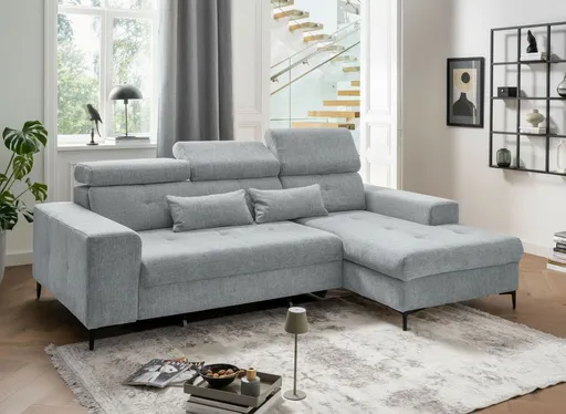 Ecksofa - Longchair links mit 2-Sitzer, Sitzvorzug motorisch, Stoff, Mint