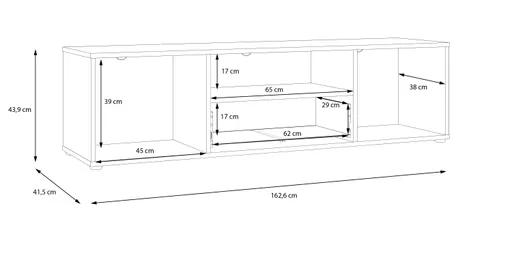 TV-Board FLORISS- Schwarz, Eiche Dekor