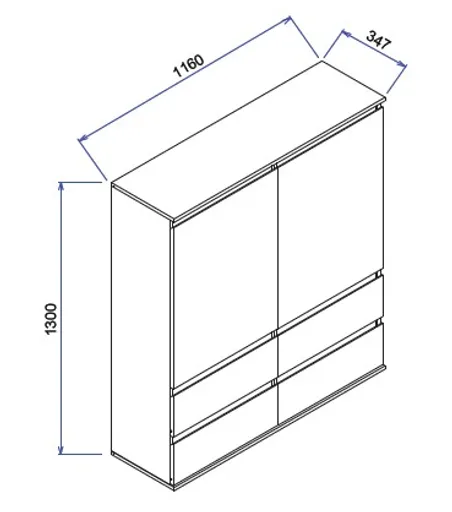 Highboard - B ca. 116 cm, Anthrazit