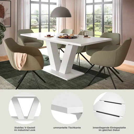 Esstisch - ausziehbar, LB ca. 150x90 cm, Weiß