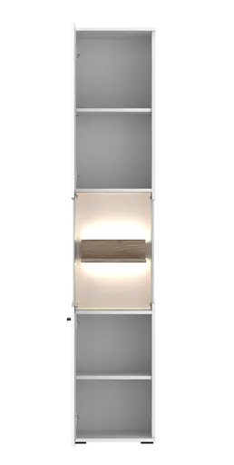 Vitrine - mit Beleuchtung, B ca. 40 cm, Alpinweiß, Viking Eiche Nachbildung