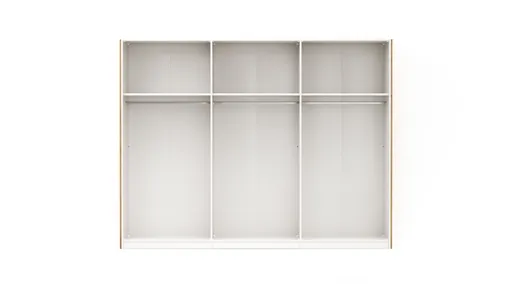 Schwebetürenschrank Colorado - B ca. 307 cm, Eichenfurnier mit Glas weiss
