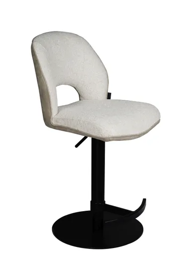 Barhocker MAILE - drehbar, höhenverstellbar, Stoff, Creme