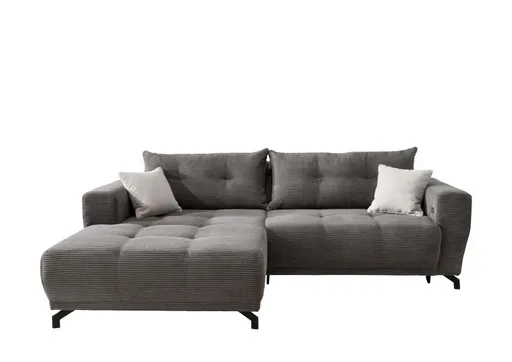 Ecksofa - Ecke links, 2-Sitzer, inkl. motorische Sitztiefenverstellung, Stoff, Dunkelgrau