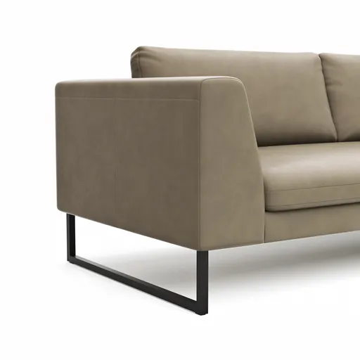 Sofa Helmi - 3-Sitzer, Leder, Cappuccino, Metallkufe
