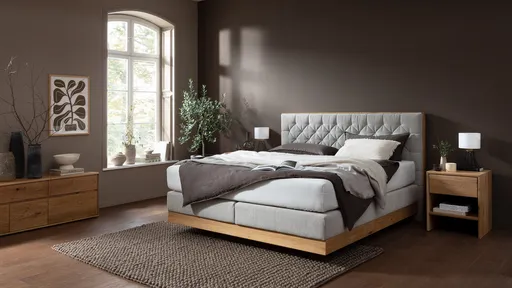 Boxspringbett Alpin Luxe - Liegefläche ca. 180x200 cm, Stoff, Graubeige